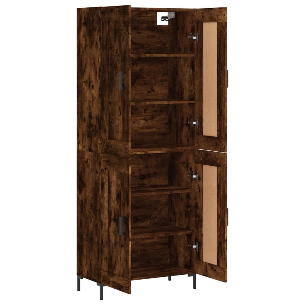 højskab 69,5x34x180 cm konstrueret træ røget egetræsfarve