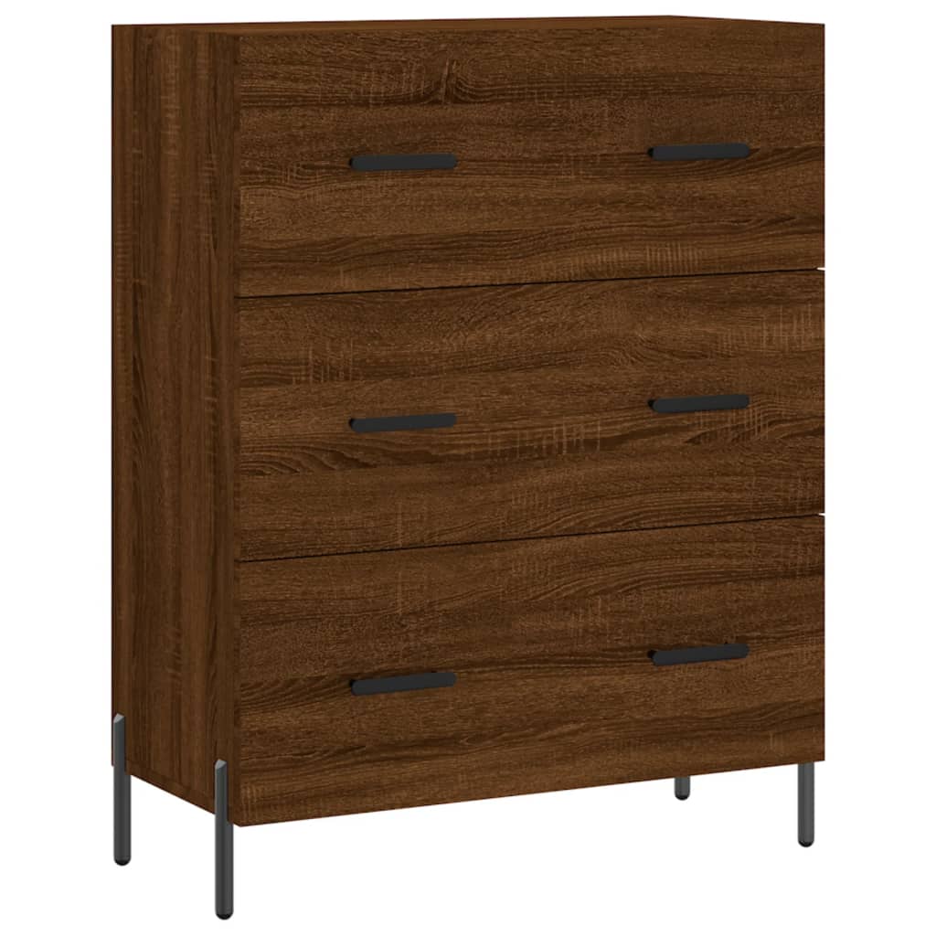 højskab 69,5x34x180 cm konstrueret træ brun egetræsfarve