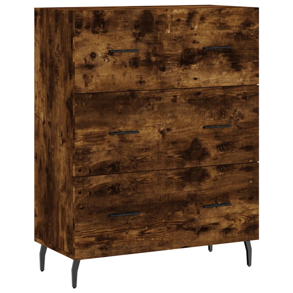 højskab 69,5x34x180 cm konstrueret træ røget egetræsfarve