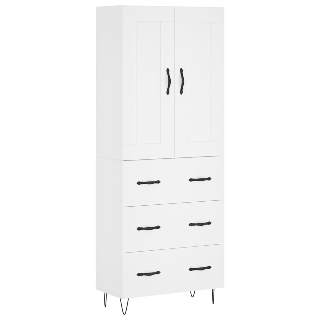højskab 69,5x34x180 cm konstrueret træ hvid