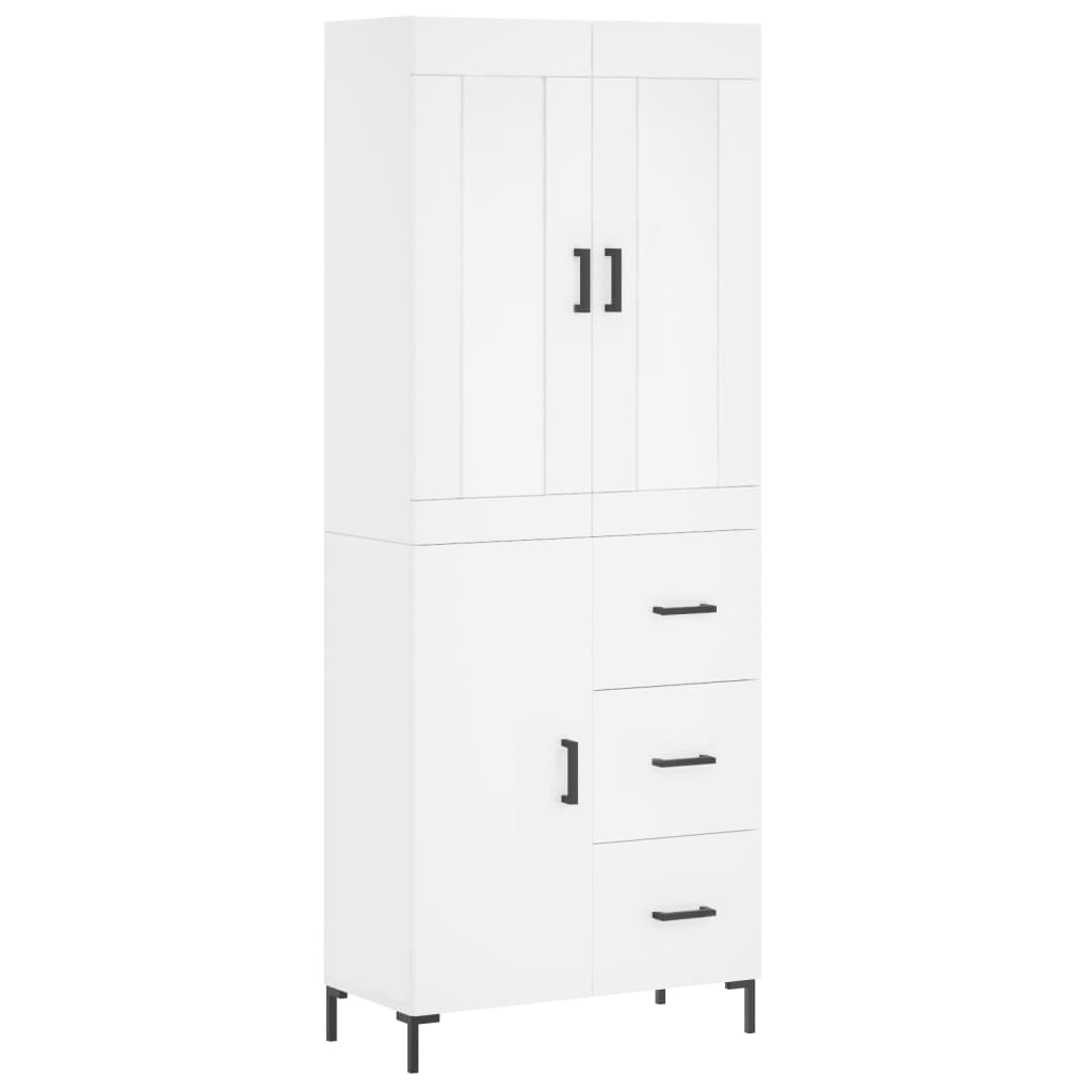 højskab 69,5x34x180 cm konstrueret træ hvid