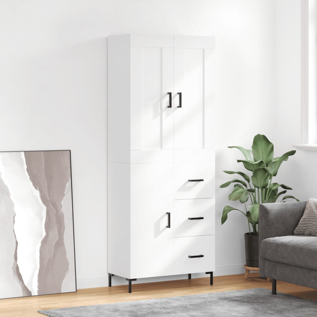 højskab 69,5x34x180 cm konstrueret træ hvid