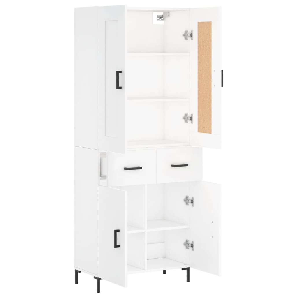 højskab 69,5x34x180 cm konstrueret træ hvid