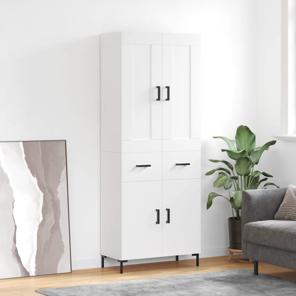højskab 69,5x34x180 cm konstrueret træ hvid