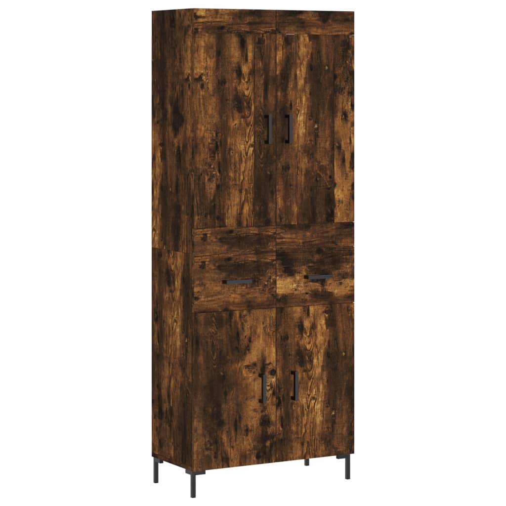 højskab 69,5x34x180 cm konstrueret træ røget egetræsfarve