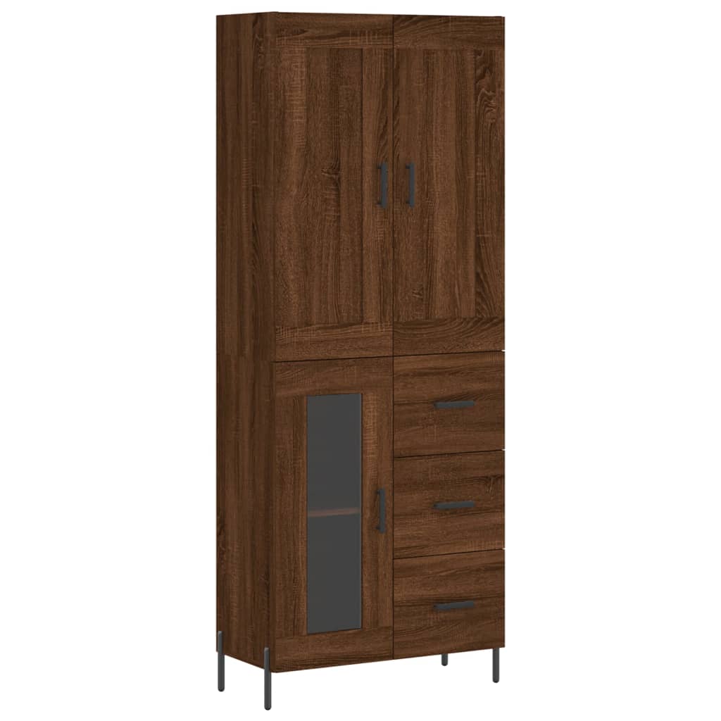 højskab 69,5x34x180 cm konstrueret træ brun egetræsfarve