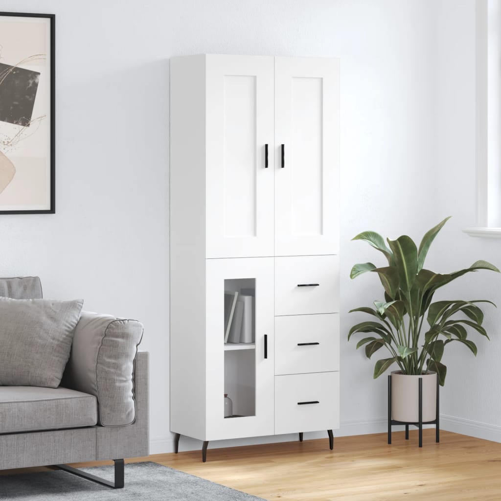 højskab 69,5x34x180 cm konstrueret træ hvid
