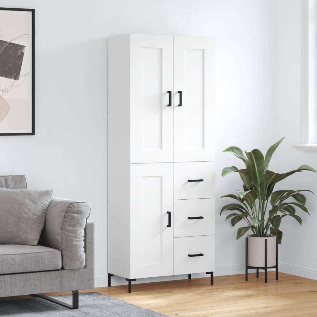 højskab 69,5x34x180 cm konstrueret træ hvid