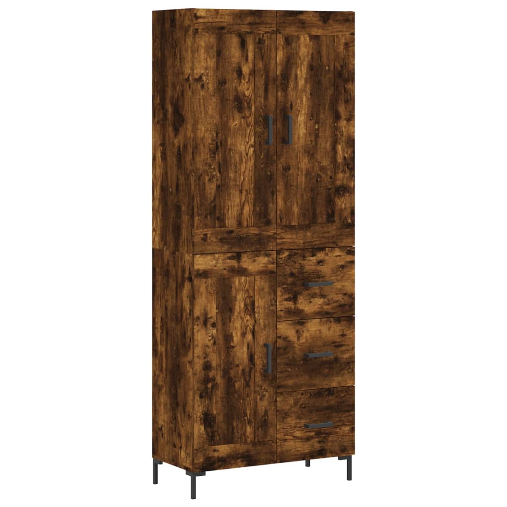 højskab 69,5x34x180 cm konstrueret træ røget egetræsfarve