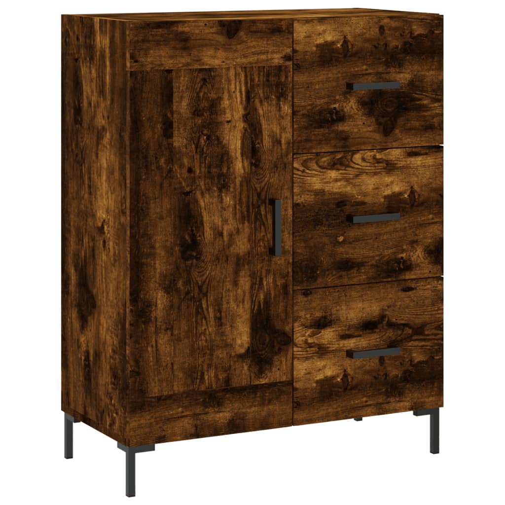 højskab 69,5x34x180 cm konstrueret træ røget egetræsfarve