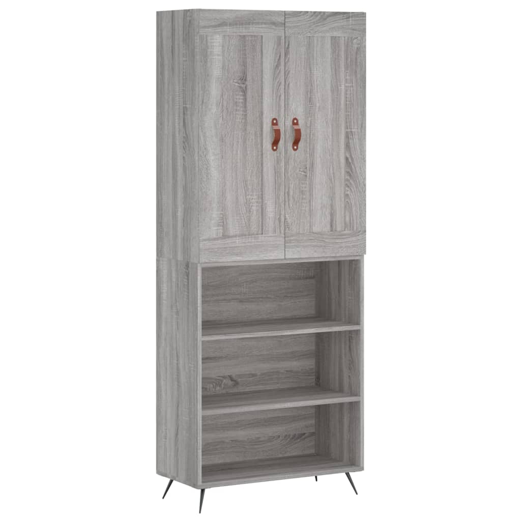 højskab 69,5x34x180 cm konstrueret træ grå sonoma-eg