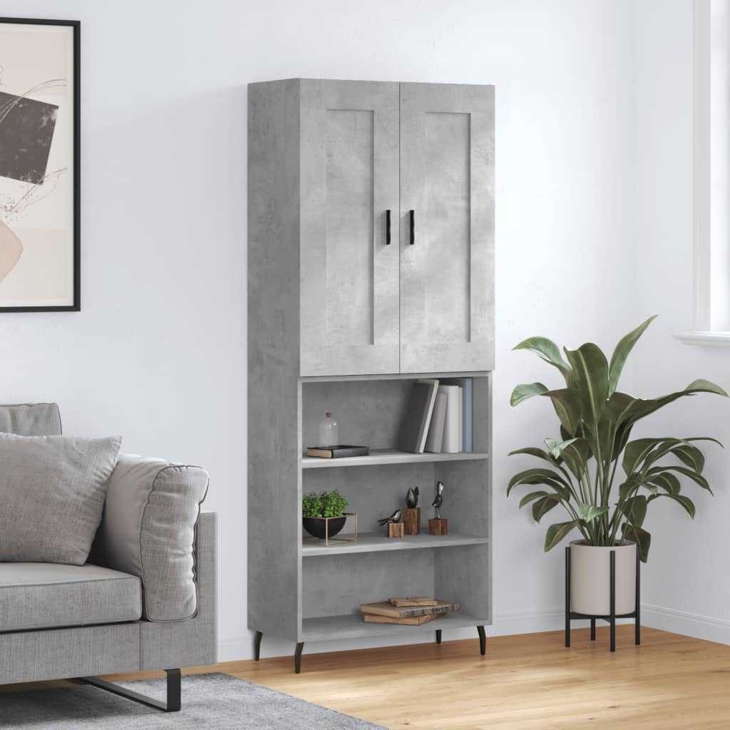 højskab 69,5x34x180 cm konstrueret træ betongrå