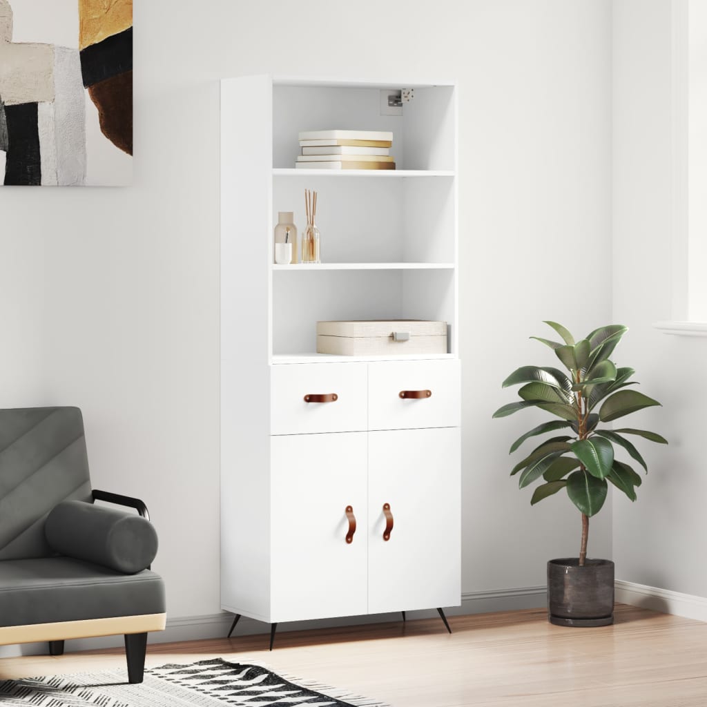 højskab 69,5x34x180 cm konstrueret træ hvid