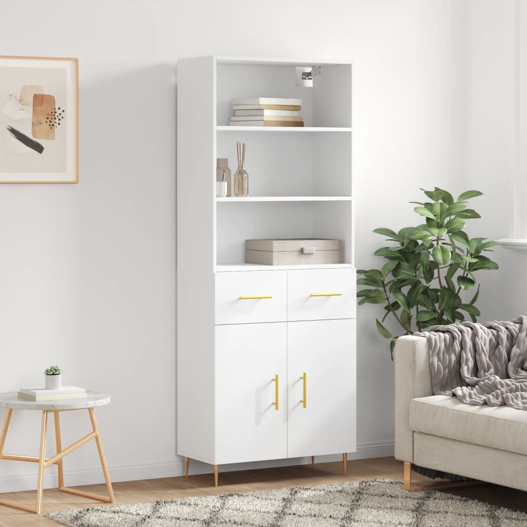 højskab 69,5x34x180 cm konstrueret træ hvid