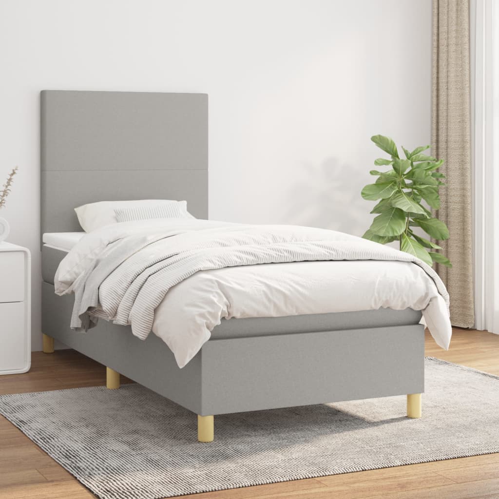 kontinentalseng med madras 90x200 cm stof lysegrå