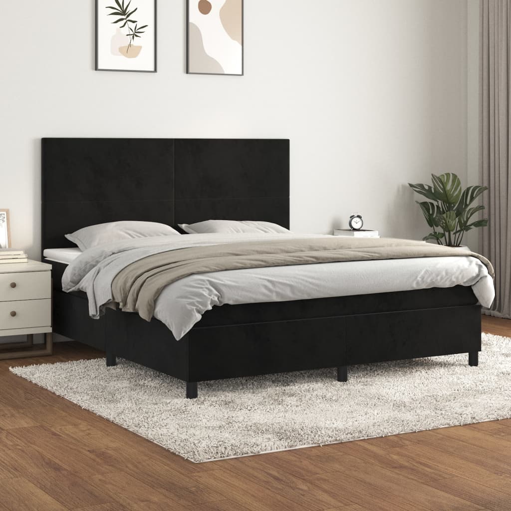 kontinentalseng med madras 180x200 cm fløjl sort