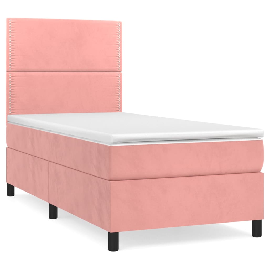 kontinentalseng med madras 90x190 cm fløjl pink