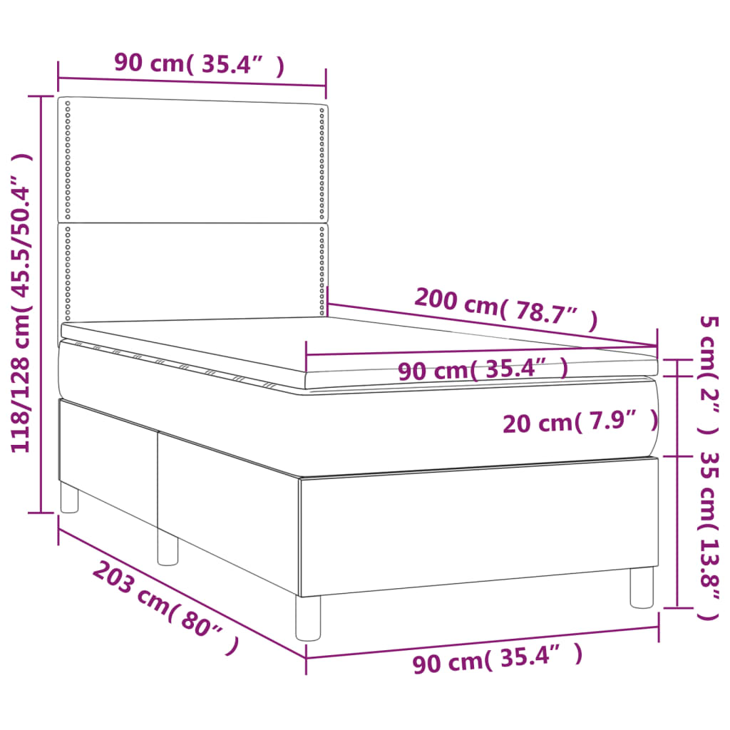 kontinentalseng med madras 90x200 cm fløjl mørkegrøn