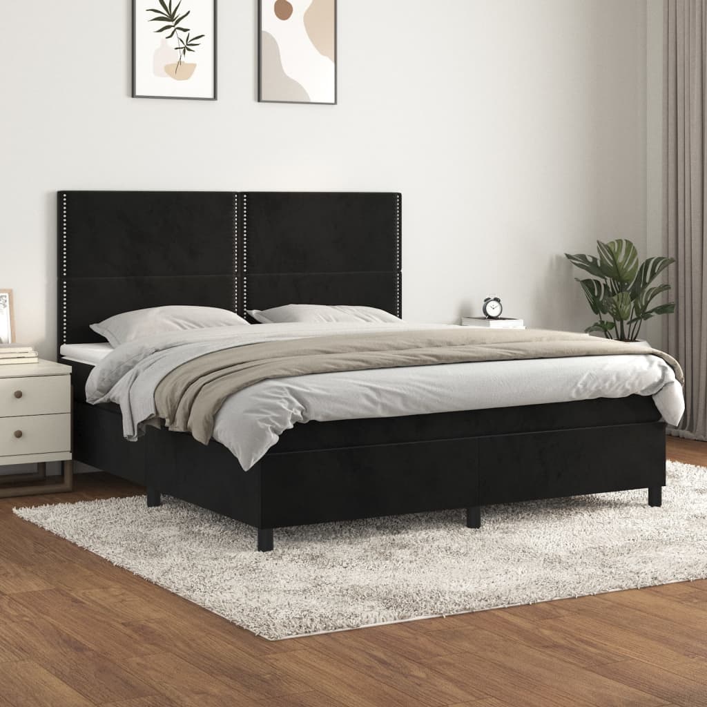 kontinentalseng med madras 180x200 cm fløjl sort