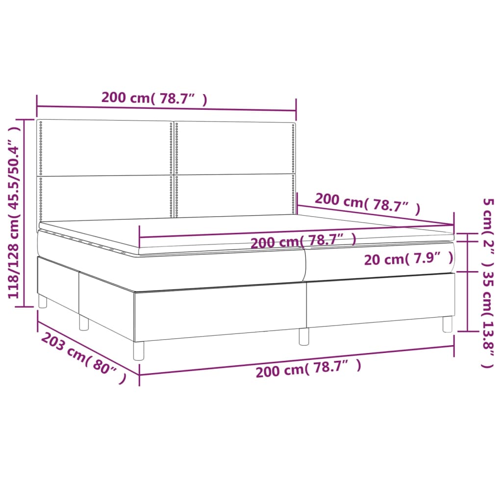 kontinentalseng med madras 200x200 cm fløjl lysegrå
