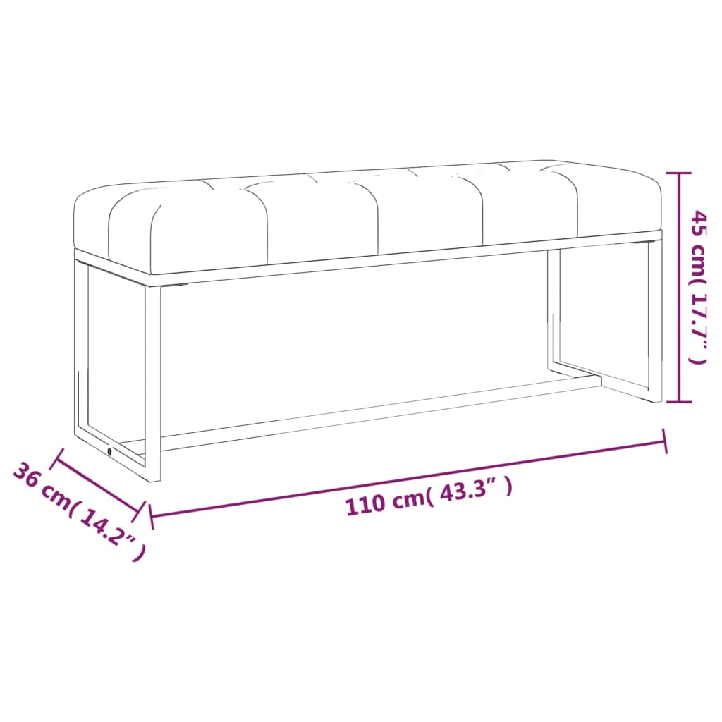 bænk 110x36x45 cm velour grå