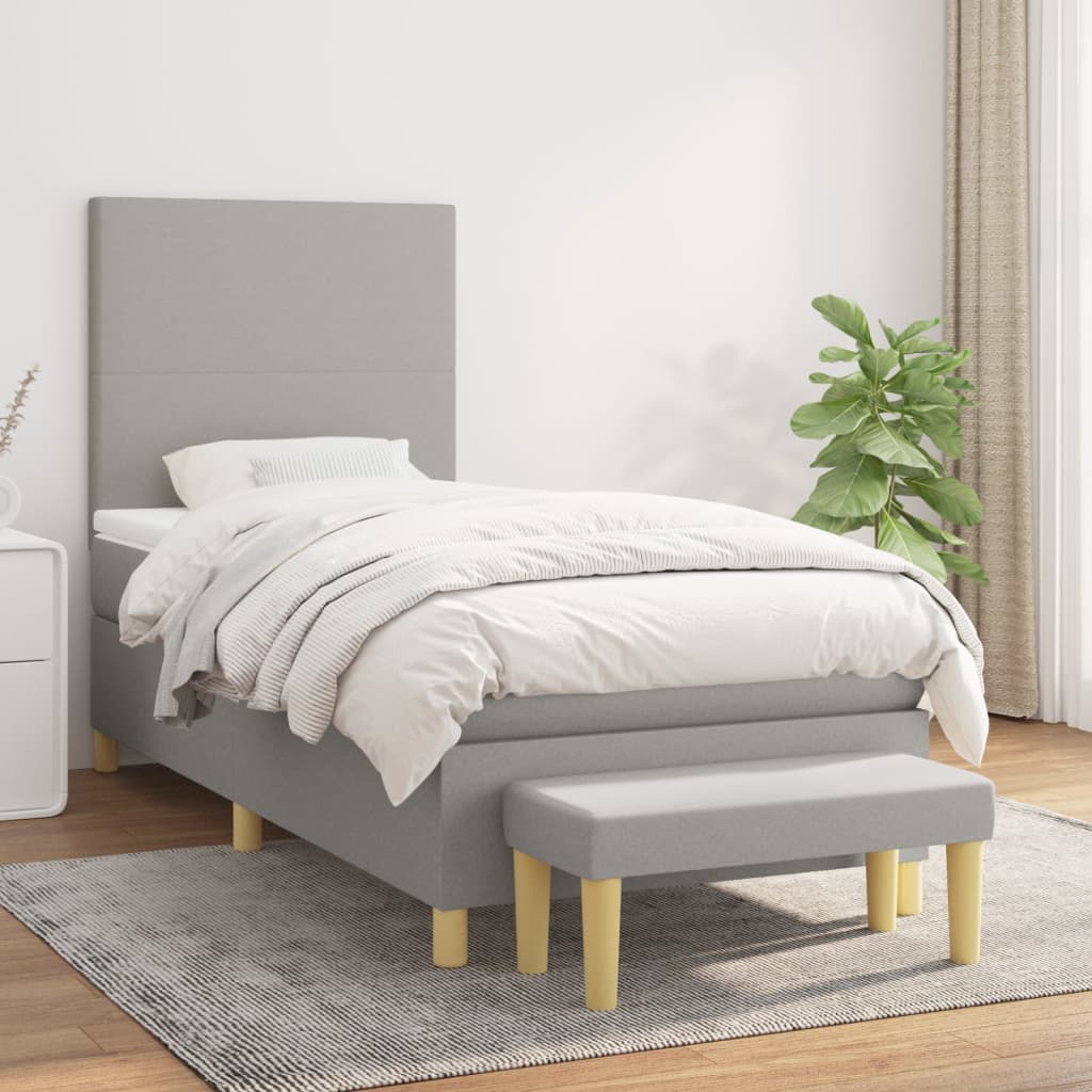 kontinentalseng med madras 90x200 cm stof lysegrå