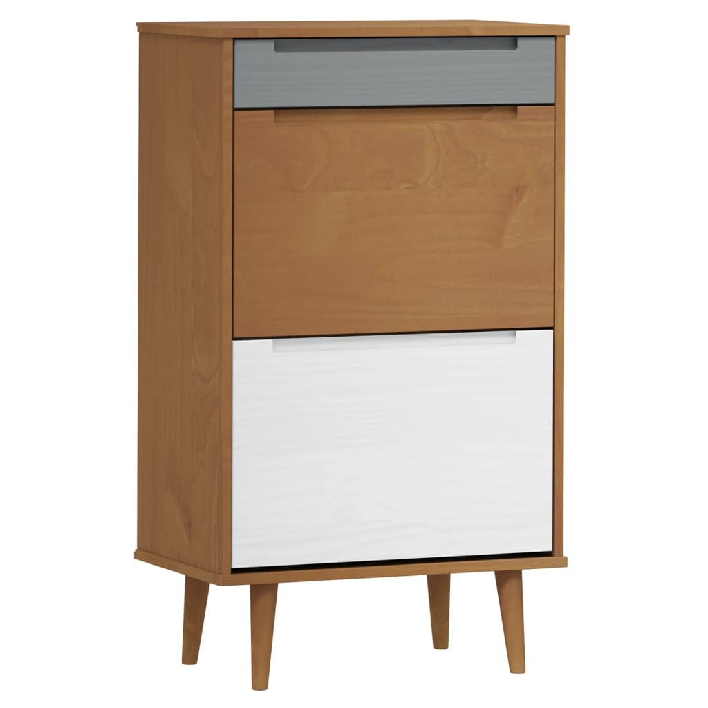 skoskab MOLDE 59,5x35x103 cm massivt fyrretræ brun