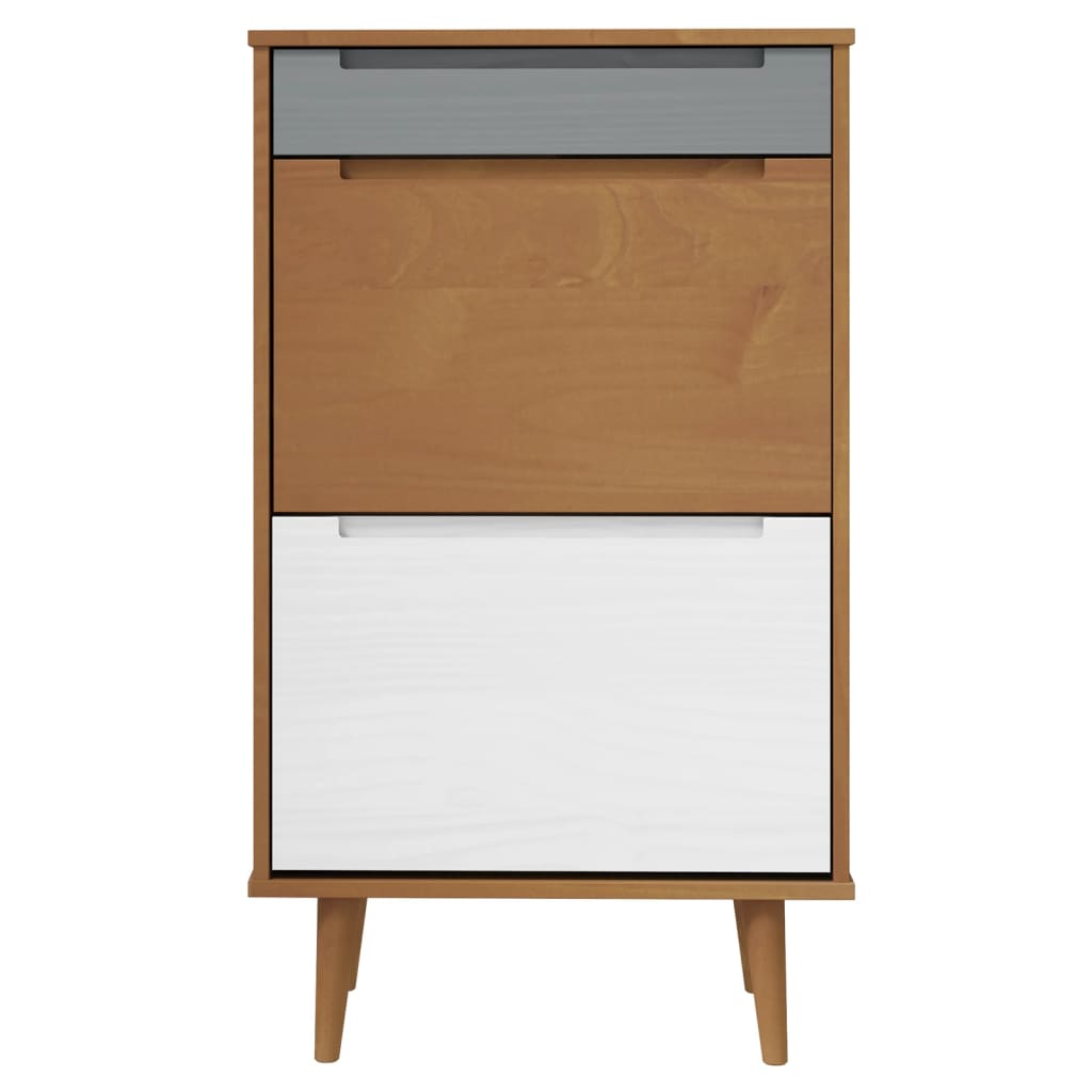 skoskab MOLDE 59,5x35x103 cm massivt fyrretræ brun