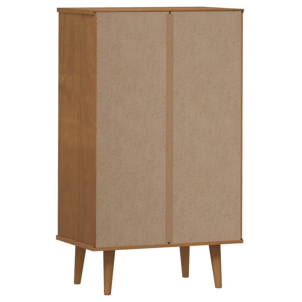 skoskab MOLDE 59,5x35x103 cm massivt fyrretræ brun