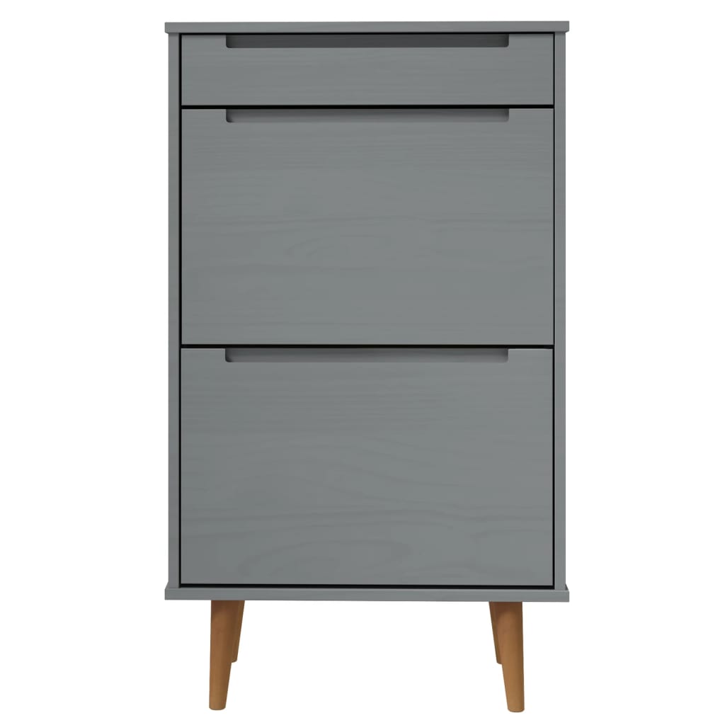 skoskab MOLDE 59,5x35x103 cm massivt fyrretræ grå
