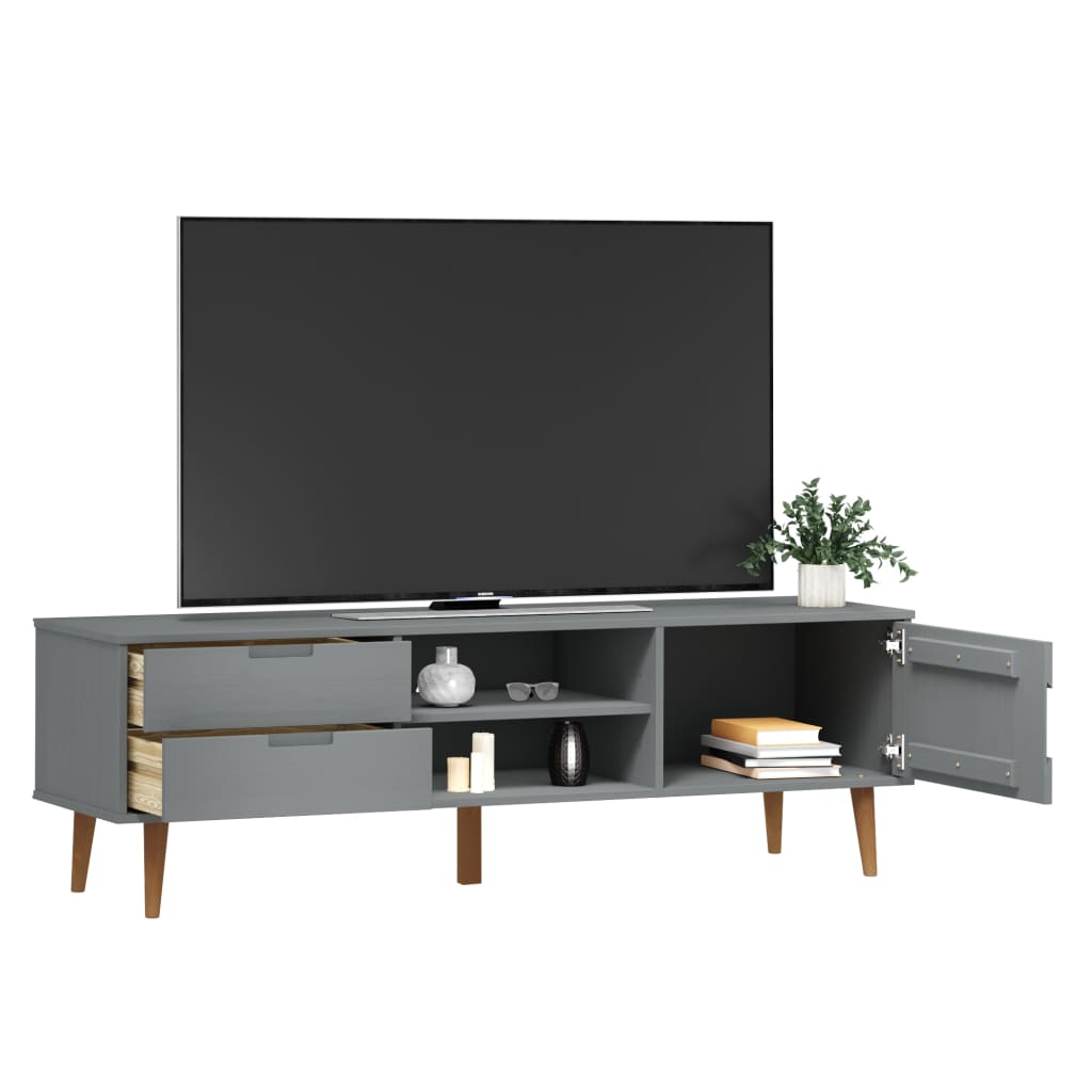 tv-skab MOLDE 158x40x49 cm massivt fyrretræ grå
