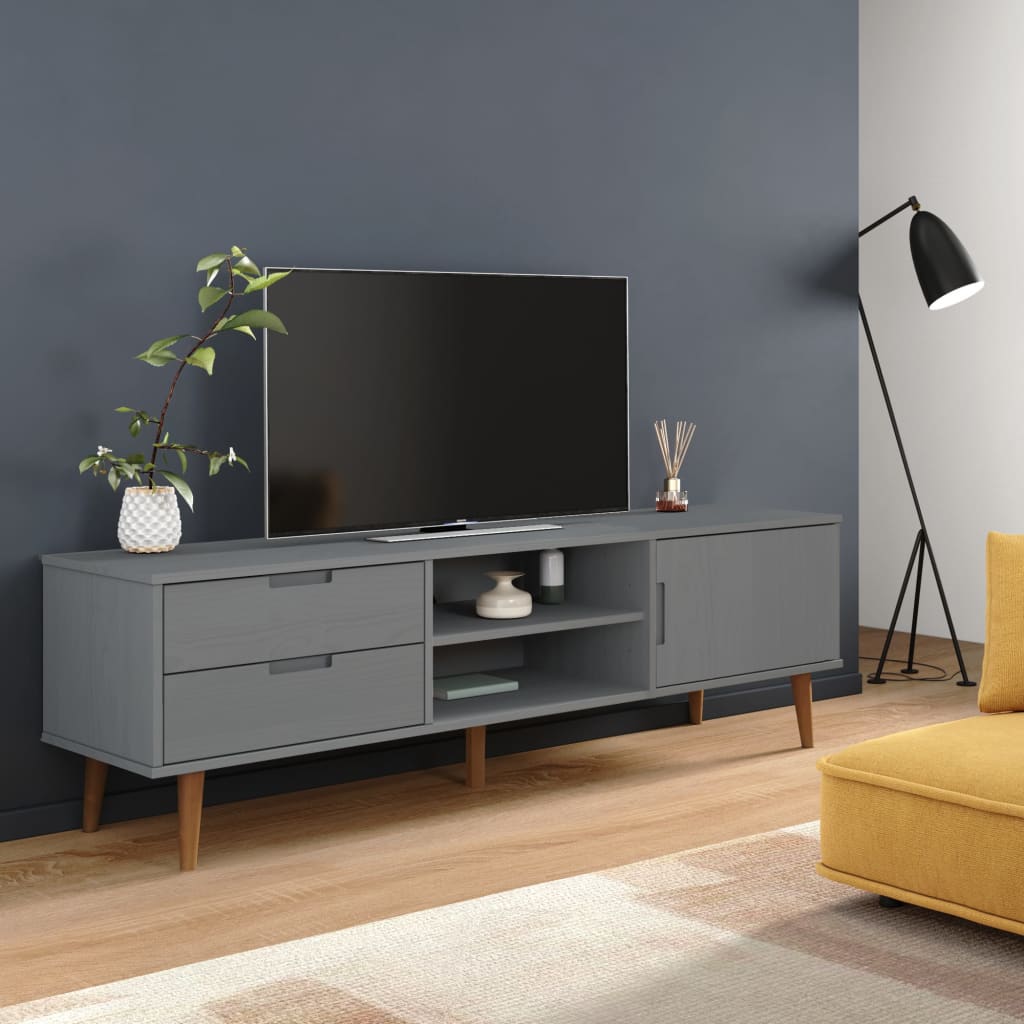 tv-skab MOLDE 158x40x49 cm massivt fyrretræ grå