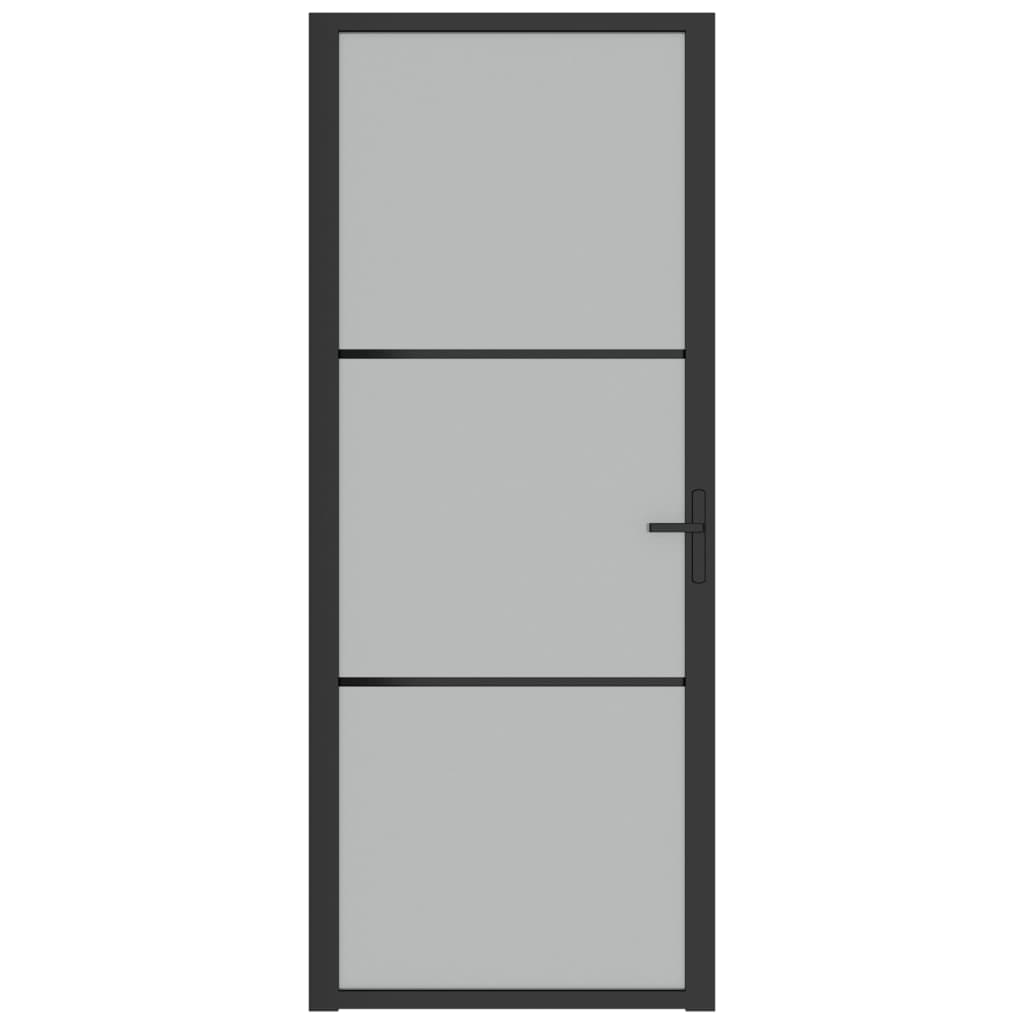dør 83x201,5 cm mat glas og aluminium sort