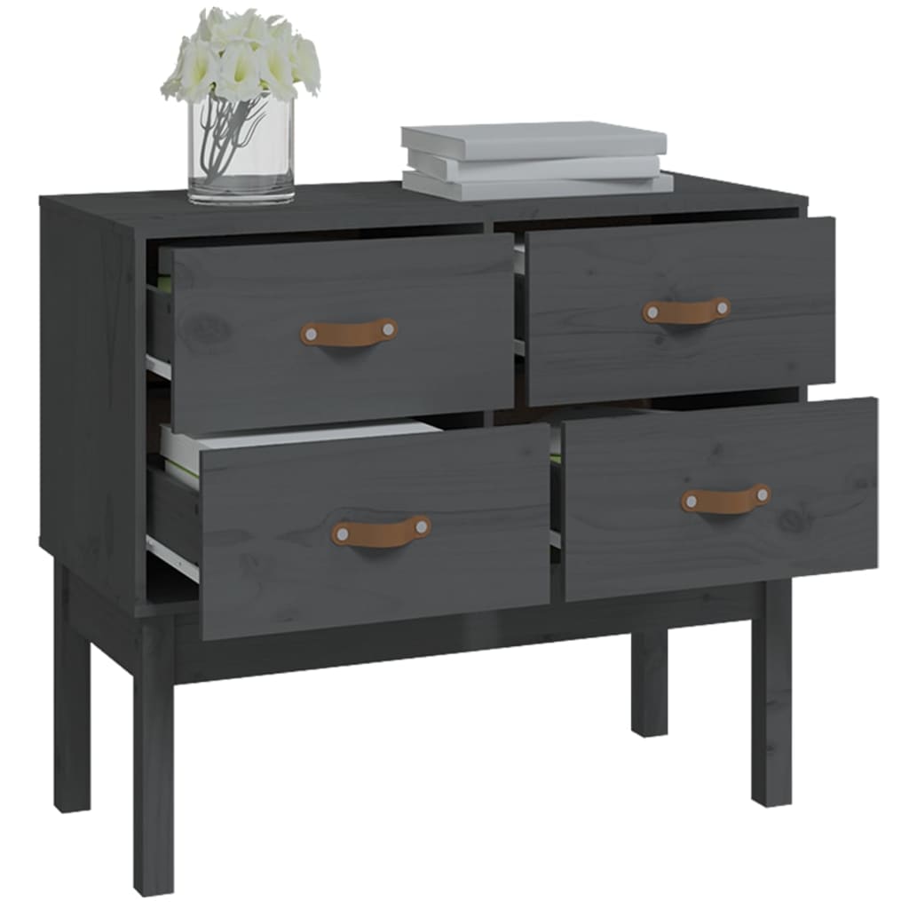 konsolskab 90x40x78 cm massivt fyrretræ grå