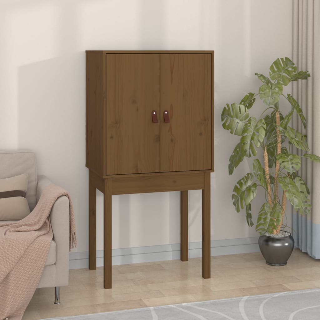 højskab 60x40x120 cm massivt fyrretræ gyldenbrun