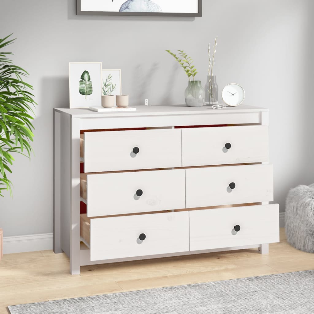 kommode 100x40x72 cm massivt fyrretræ hvid