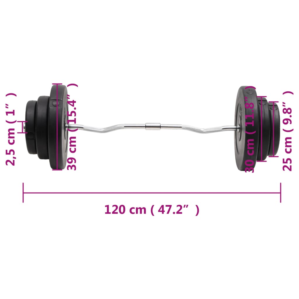 curl-vægtstang med skiver 60 kg