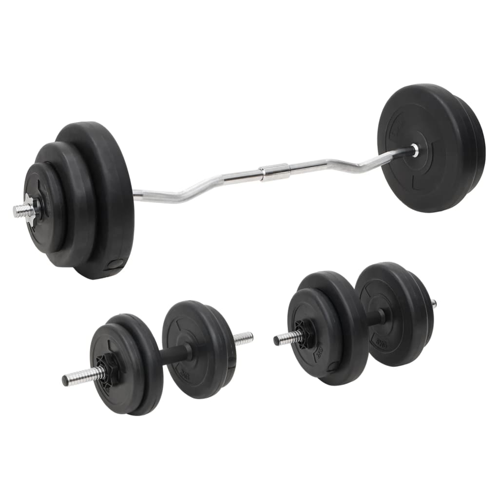 vægtstang og håndvægt med skiver 60 kg