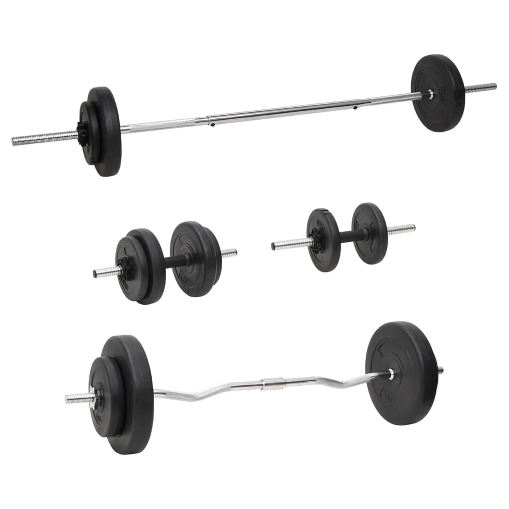 vægtstang og håndvægt med skiver 60 kg