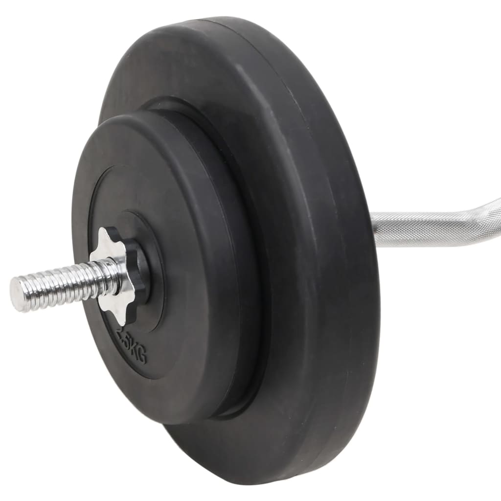vægtstang og håndvægt med skiver 60 kg