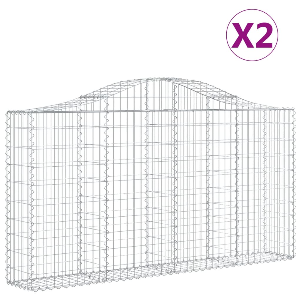buede gabionkurve 2 stk. 200x30x100/120 cm galvaniseret jern