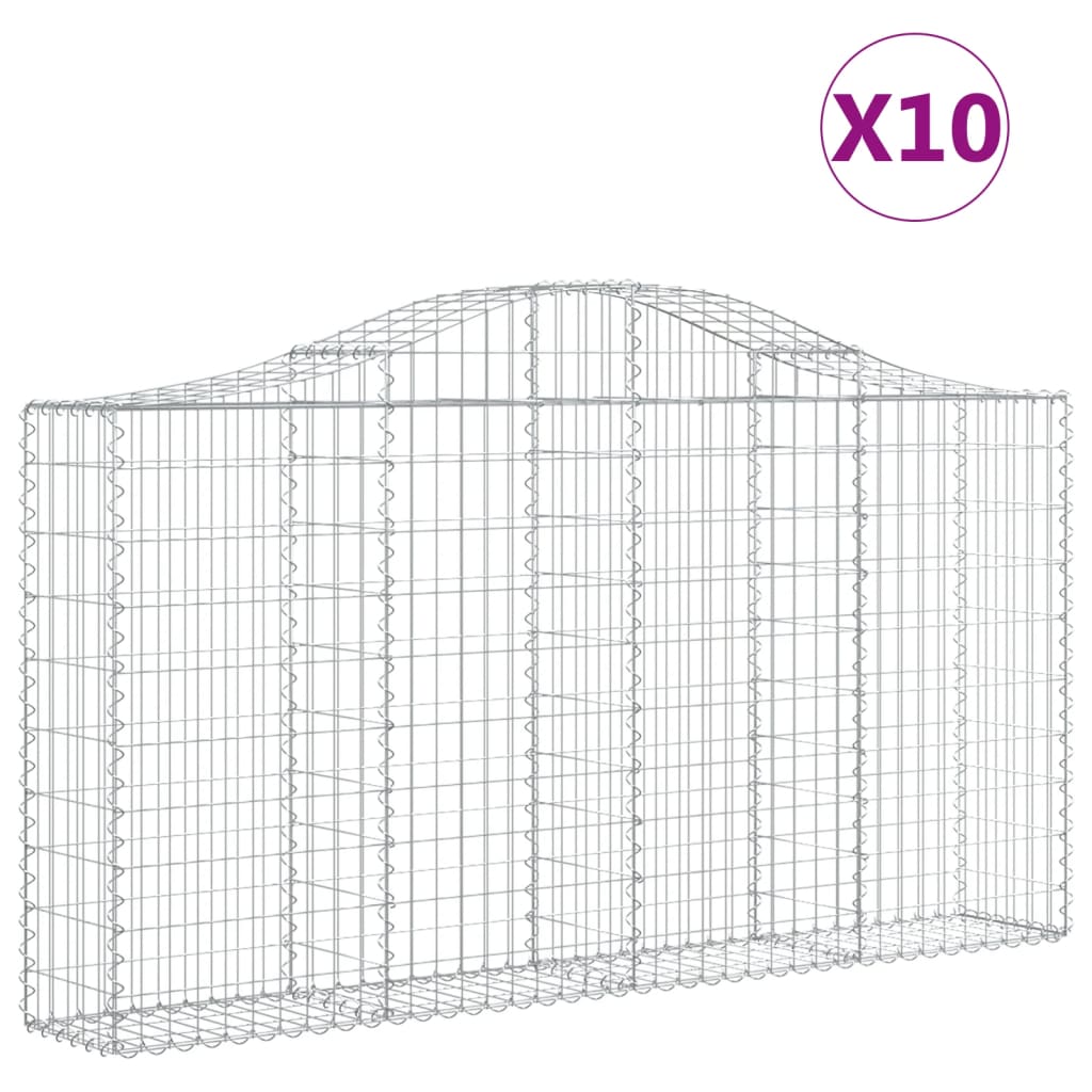 buede gabionkurve 10 stk. 200x30x100/120 cm galvaniseret jern