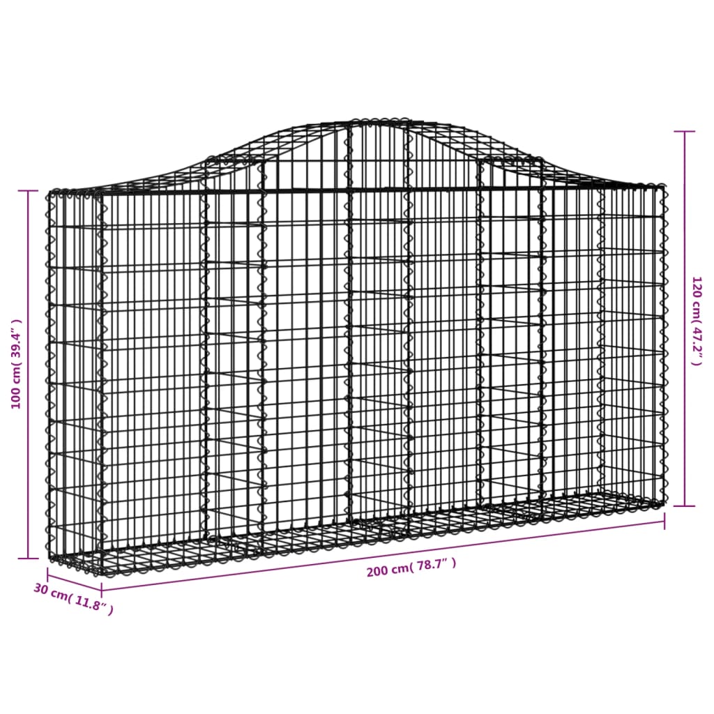 buede gabionkurve 10 stk. 200x30x100/120 cm galvaniseret jern