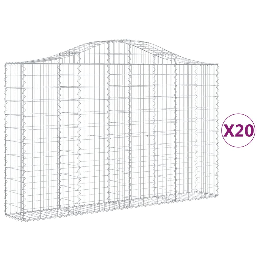 buede gabionkurve 20 stk. 200x30x120/140 cm galvaniseret jern