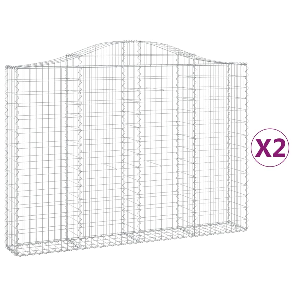 buede gabionkurve 2 stk. 200x30x140/160 cm galvaniseret jern
