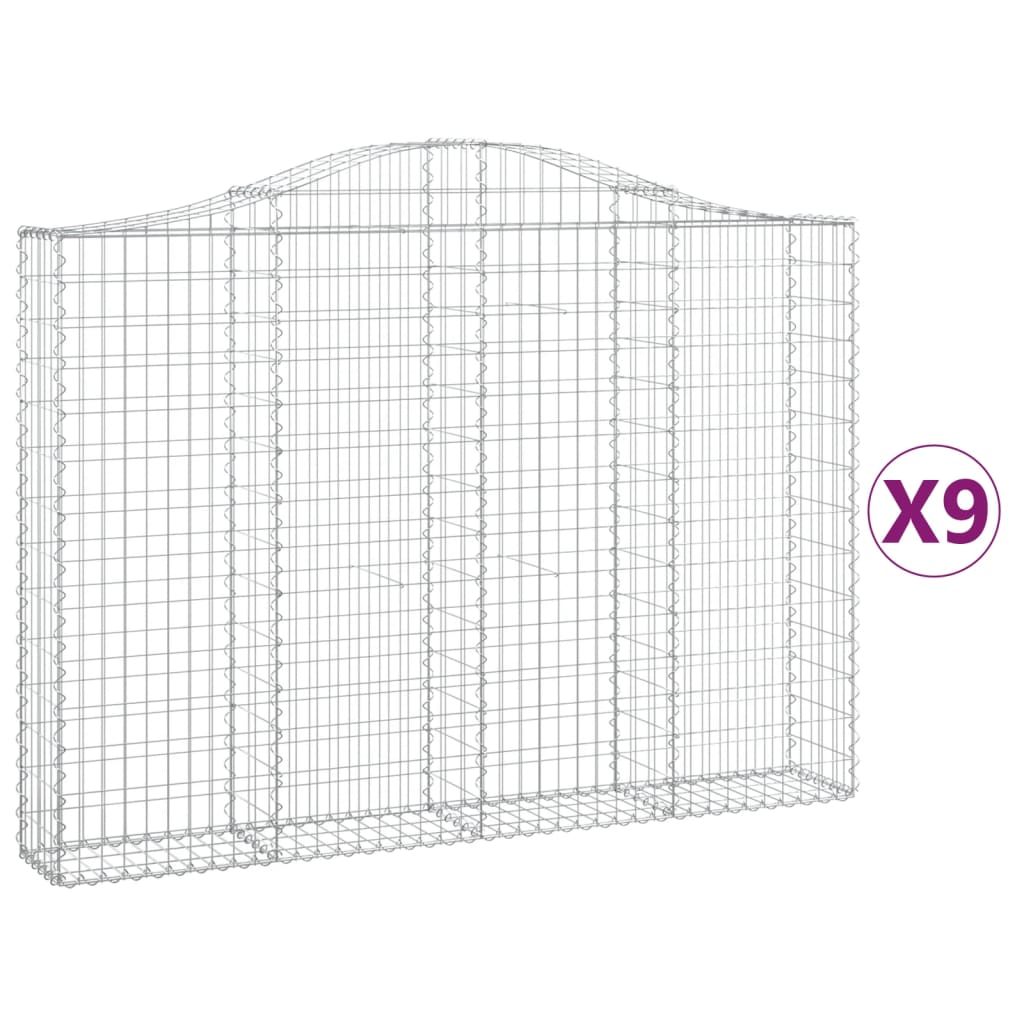 buede gabionkurve 9 stk. 200x30x140/160 cm galvaniseret jern