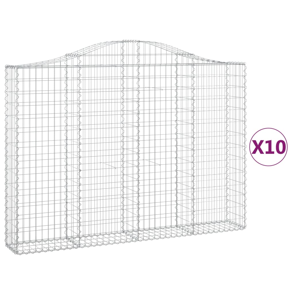 buede gabionkurve 10 stk. 200x30x140/160 cm galvaniseret jern