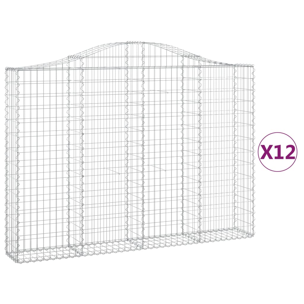 buede gabionkurve 12 stk. 200x30x140/160 cm galvaniseret jern