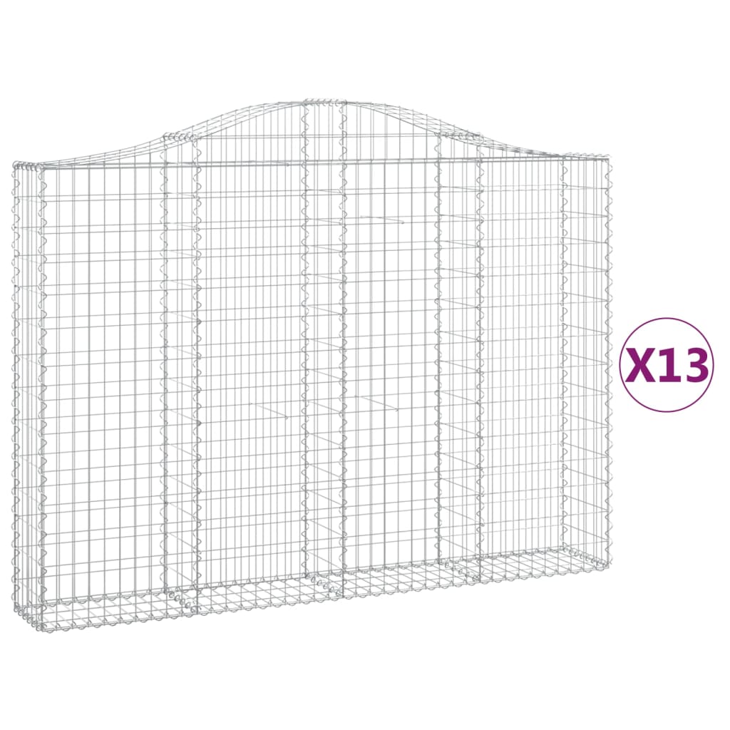 buede gabionkurve 13 stk. 200x30x140/160 cm galvaniseret jern