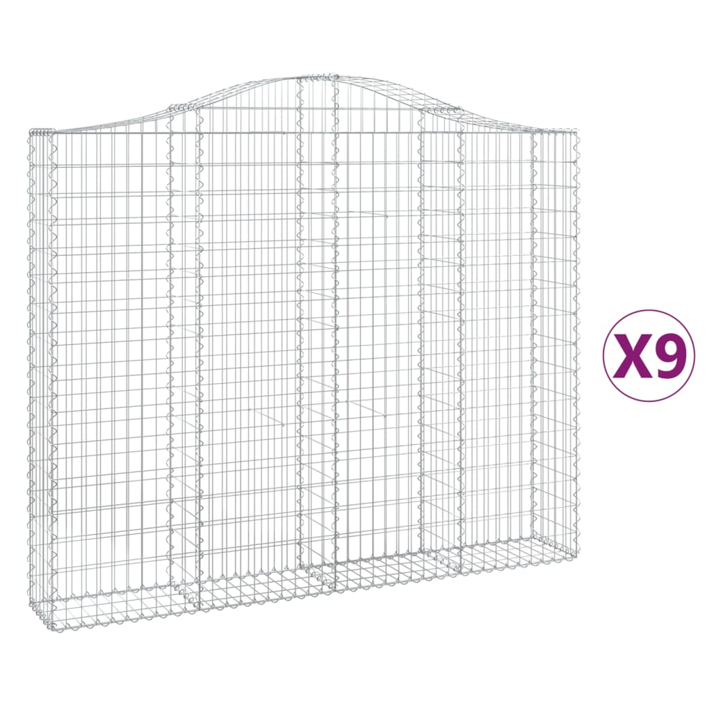 buede gabionkurve 9 stk. 200x30x160/180 cm galvaniseret jern